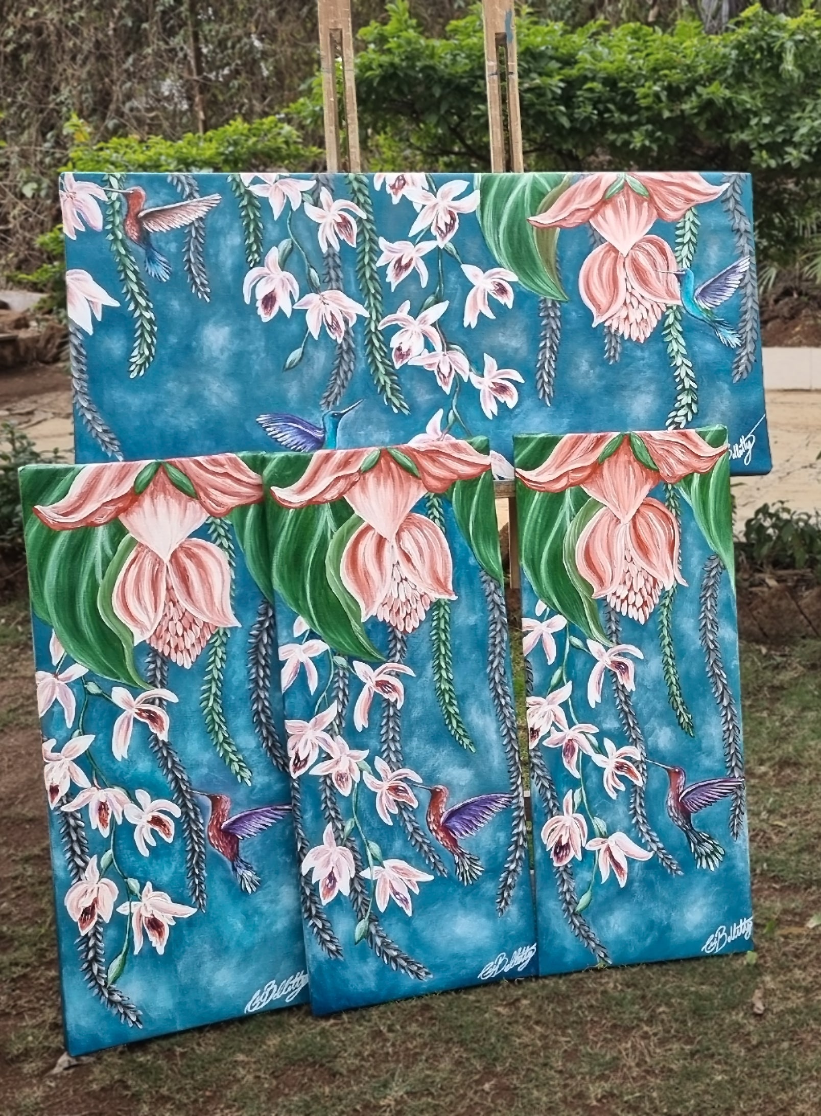 Floral Hummingbird Paintings